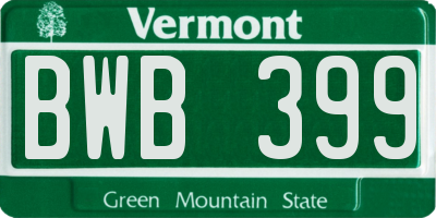 VT license plate BWB399
