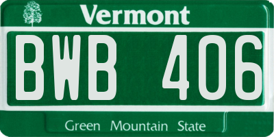 VT license plate BWB406