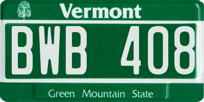 VT license plate BWB408