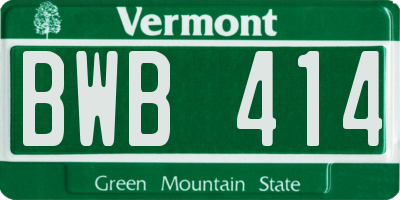 VT license plate BWB414