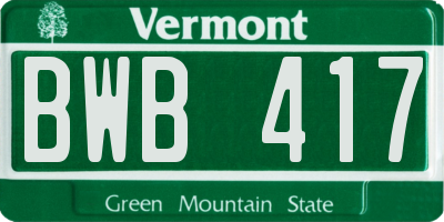 VT license plate BWB417
