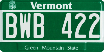 VT license plate BWB422