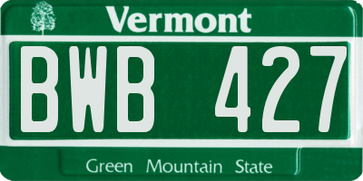 VT license plate BWB427