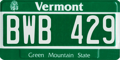 VT license plate BWB429