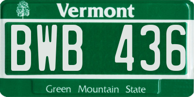VT license plate BWB436