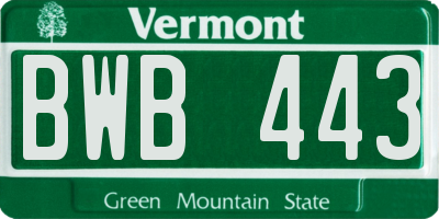 VT license plate BWB443