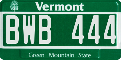 VT license plate BWB444