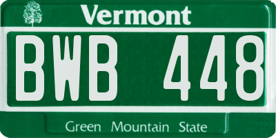 VT license plate BWB448