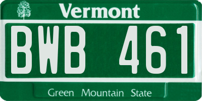 VT license plate BWB461