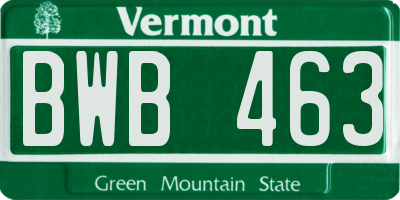 VT license plate BWB463