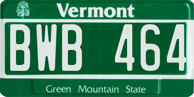 VT license plate BWB464