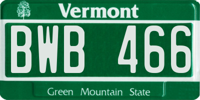 VT license plate BWB466
