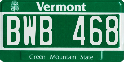 VT license plate BWB468