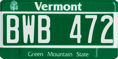 VT license plate BWB472