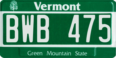 VT license plate BWB475
