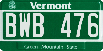 VT license plate BWB476