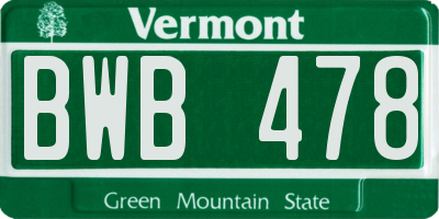 VT license plate BWB478