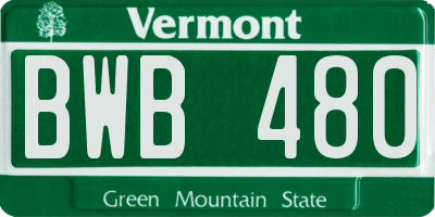 VT license plate BWB480