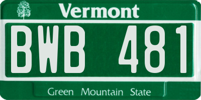 VT license plate BWB481