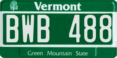 VT license plate BWB488