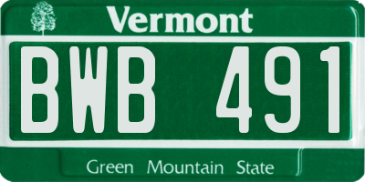 VT license plate BWB491