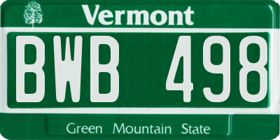 VT license plate BWB498