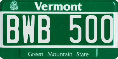 VT license plate BWB500