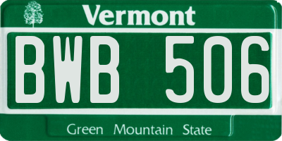 VT license plate BWB506