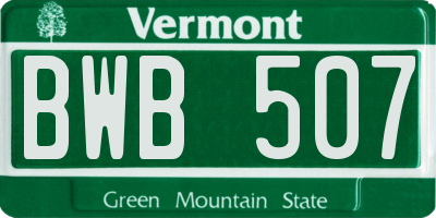 VT license plate BWB507