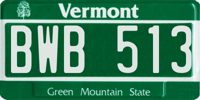 VT license plate BWB513