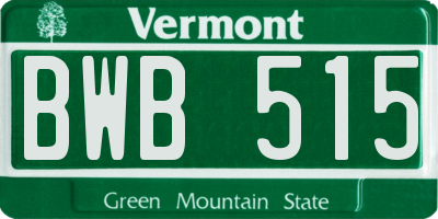 VT license plate BWB515