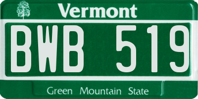 VT license plate BWB519
