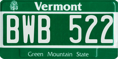 VT license plate BWB522