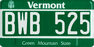VT license plate BWB525