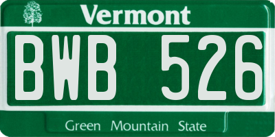 VT license plate BWB526