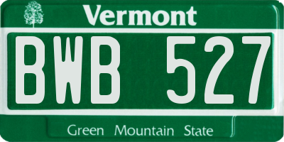 VT license plate BWB527
