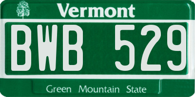 VT license plate BWB529