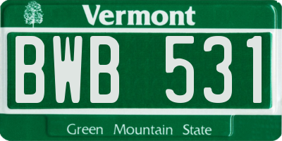 VT license plate BWB531