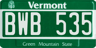 VT license plate BWB535