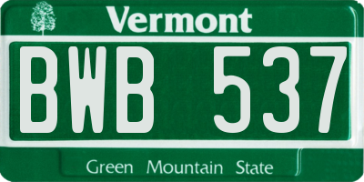 VT license plate BWB537