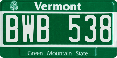 VT license plate BWB538
