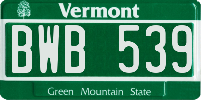 VT license plate BWB539
