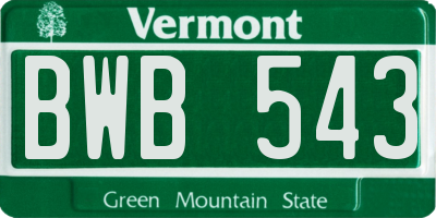 VT license plate BWB543