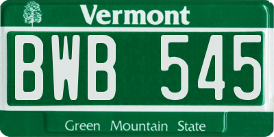 VT license plate BWB545