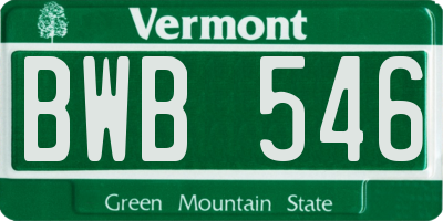 VT license plate BWB546