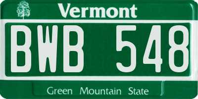 VT license plate BWB548