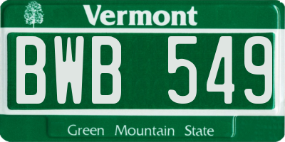 VT license plate BWB549
