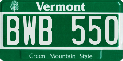 VT license plate BWB550