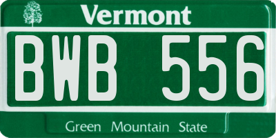 VT license plate BWB556