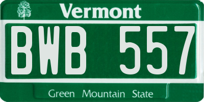 VT license plate BWB557